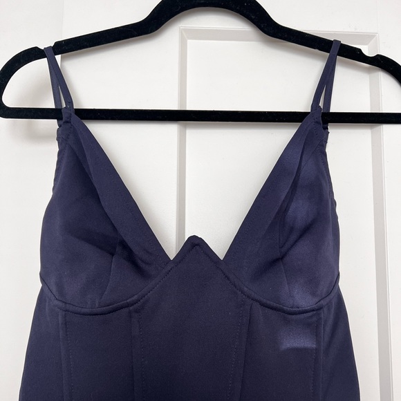 PrettyLittleThing Navy Corset Dress Midi - Picture 2 of 5